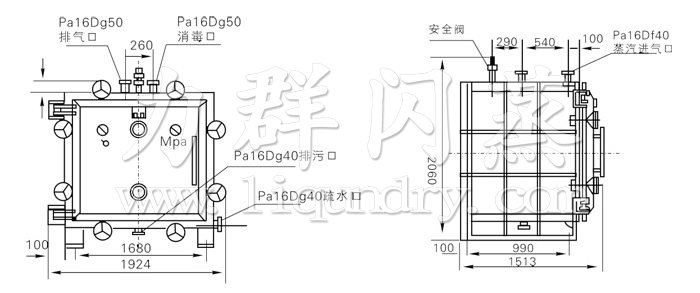 方形靜態真空干燥機結構示意圖